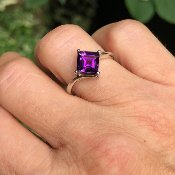 Beautiful Amethyst Ring, square step-cut, AAA grade amethyst in silver - Picture 9 of 10